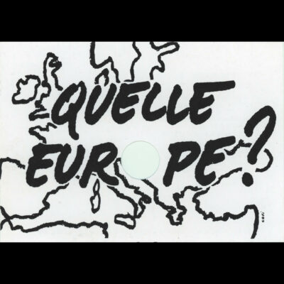 “Koja Evropa?”, Razglednica koju je uradila grupa “Citoyens, citoyennes pour la Bosnie Herzégovine” u Francuskoj, 1995. (Arhiva CHT Nantes, zbirka AEC Nantes)