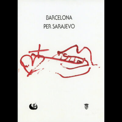 Naslovnica kataloga izložbe “Barcelona za Sarajevo” sa crtežom Antonija Tapiesa. (Zbirka Bošnjački institut - Fondacija Adila Zulfikarpašića).