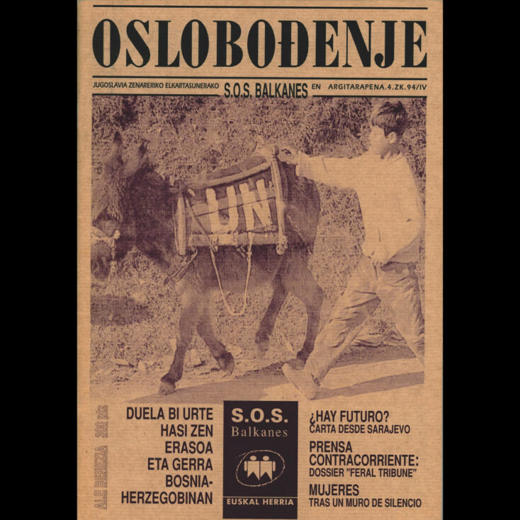 Cover of the newsletter “SOS Balkanes - Oslobođenje” 4/1994 (Archives CHT Nantes, Fund AEC Nantes)