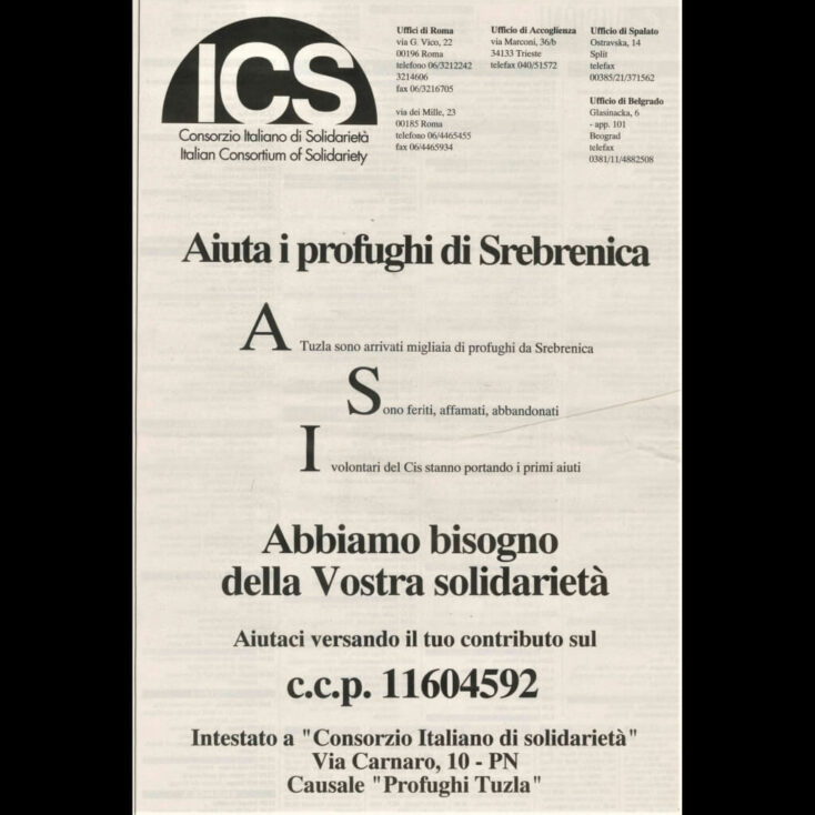 Letak iz jula 1995. (Zbirka Osservatorio Balcani e Caucaso Transeuropa)