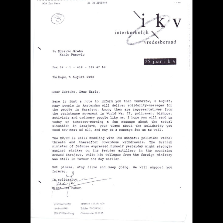 Message from IKV/Interreligious Church Council, 1993 (Archives MESS Festival)