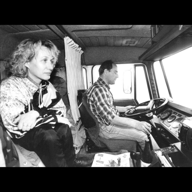 Sadija Klepo during an aid convoy to Zenica, Zepce and Maglaj in Spring 1993. (Personal archives Sadija Klepo)