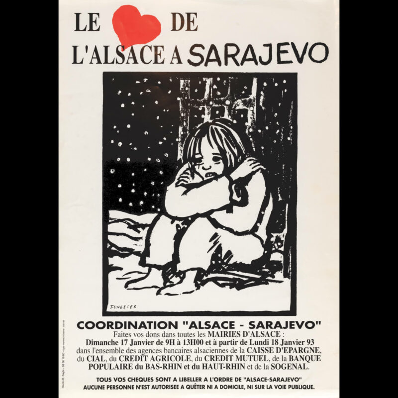 “Srce Alzasa u Sarajevu”: Službeni plakat kampanje, sa ilustracijom koju je, posebno za ovu priliku, izradio alzaški umjetnik Tomi Ungerer. (Lična arhiva Anne Schuman)