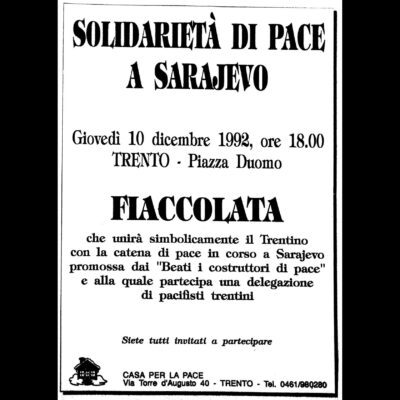 “Solidarnost mira u Sarajevu”, plakat, 1992. (Zbirka Osservatorio Balcani e Caucaso Transeuropa )
